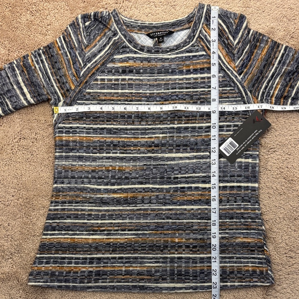 NWT Liverpool Striped Long Sleeve Crew Neck Knitted Top Size Medium - Picture 5 of 7